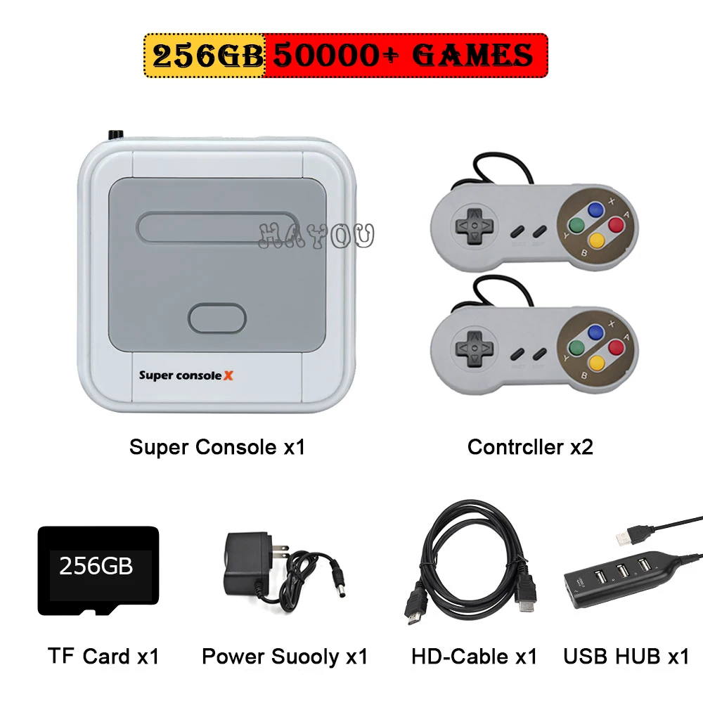 Video Game Console Retro WiFi Super Console X HD TV Box Video Game Player for PS1/N64/MD With 40000+Games 2 Wireless Controllers 