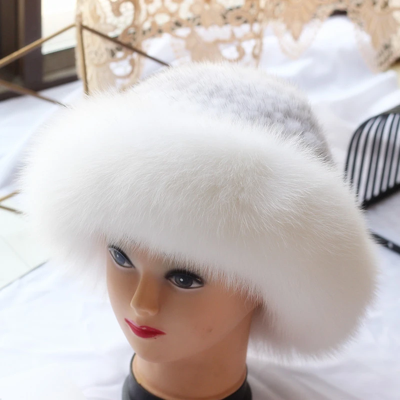 Новое подлинное натуральное вязаное Норковое меховая шапка женская ручная вязка модные зимние головные уборы Теплая русская меховая шапка ведра