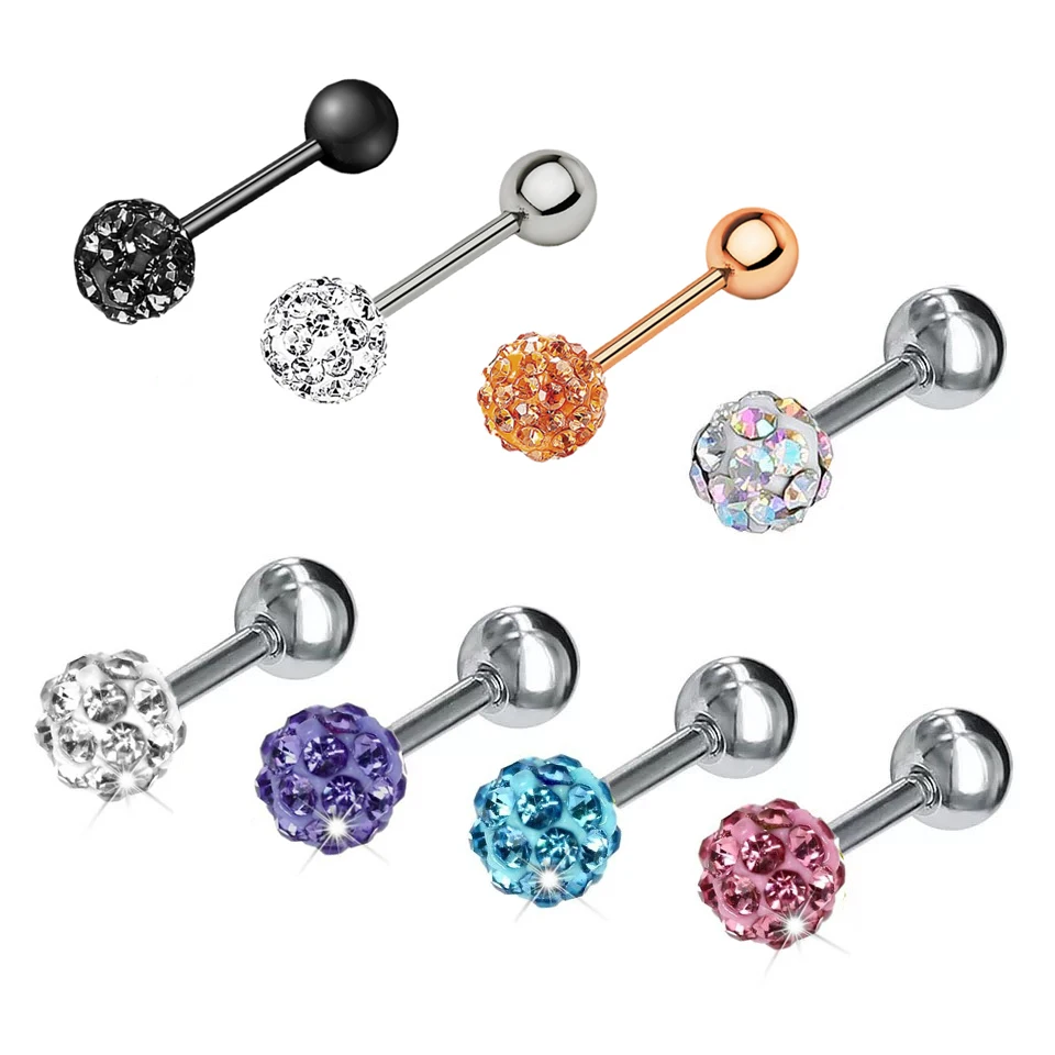 

1PC 16G Ball Earrings Colorfuls Tragus Cartilage Piercings Orelha CZ Sliver Ear Helix Piercing Body Jewelry For Women Gift Oreja