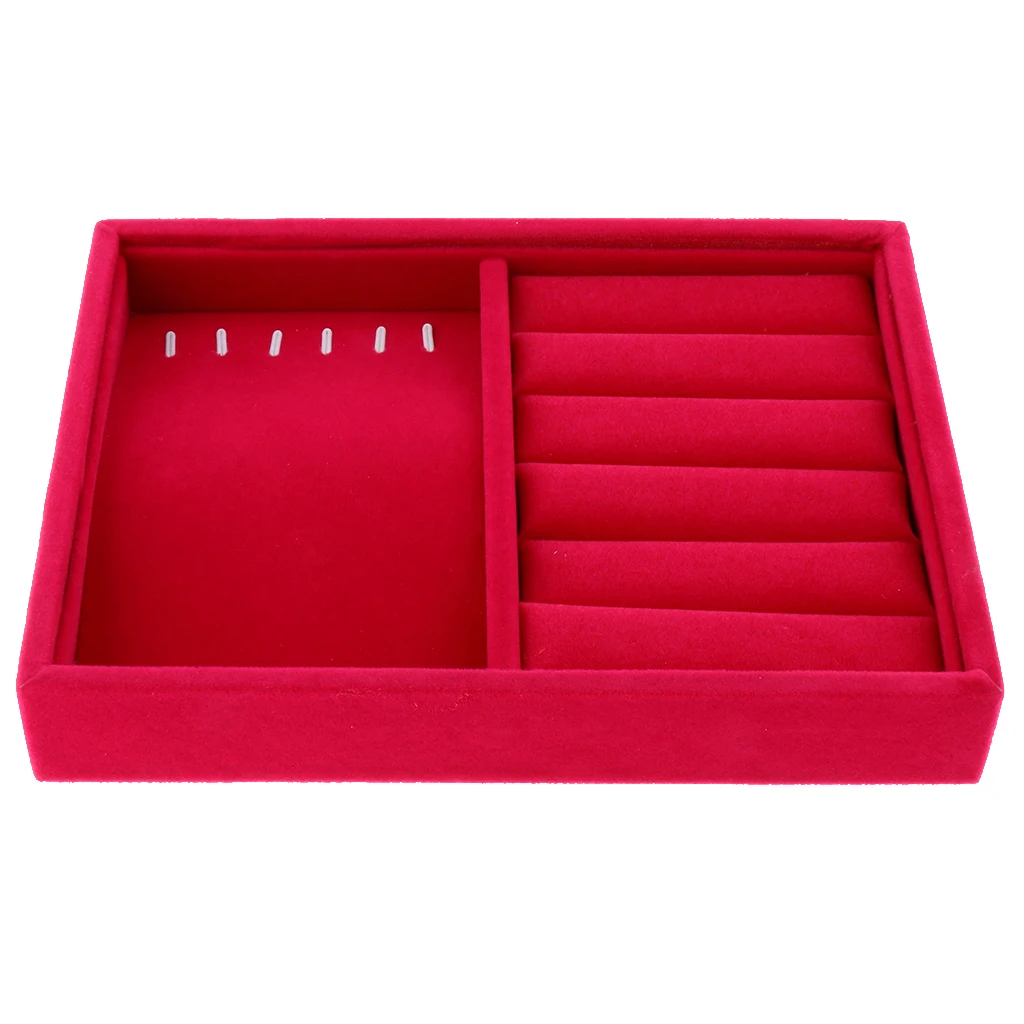 

Stackable Velvet Jewelry Tray Earring Bracelet Necklace Holder Storage Box