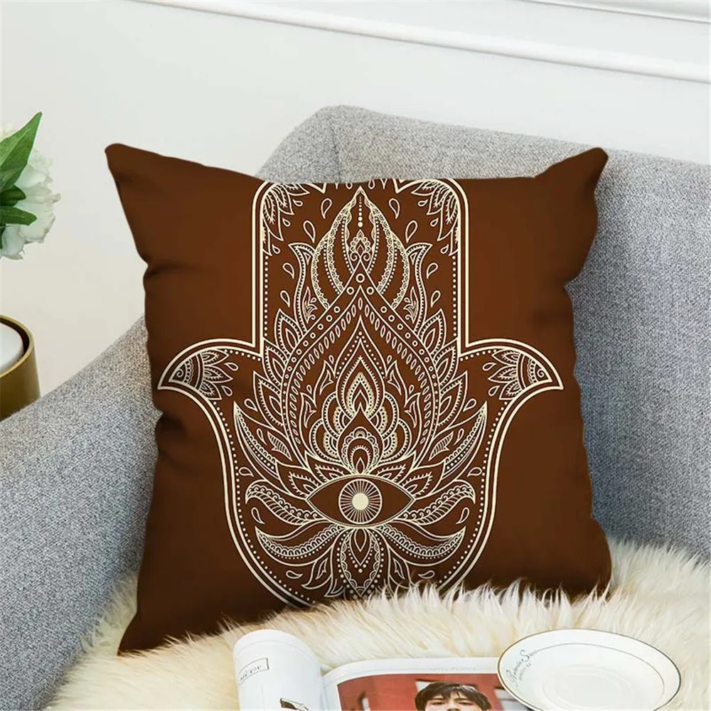 

Elephant Cushion Cover Flower Printed Pillow Cover India Religion Style Decorative Pillows Yellow Pink For Sofa Car