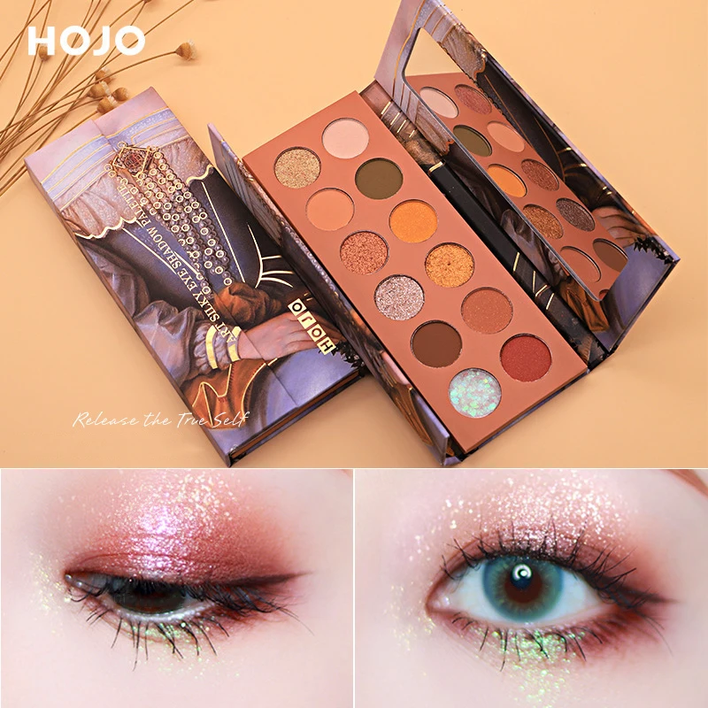

HOJO 12 Color eyeshadow pallete glitter eyeshadow Pigment eye Shadow palette waterproof Long lasting makeup pallete Gifts TSLM1