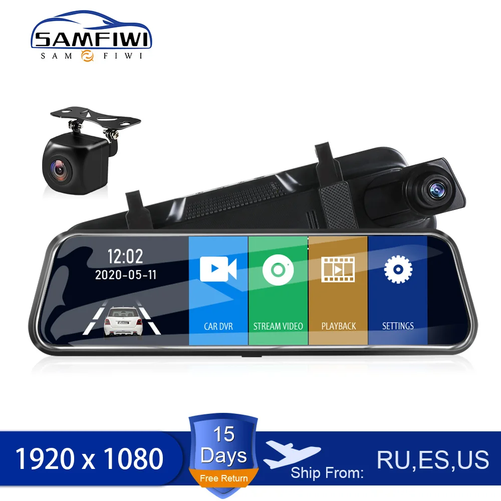 Зеркало видеорегистратор с 10 дюймовым IPS экраном Full Hd потоковое зеркало заднего