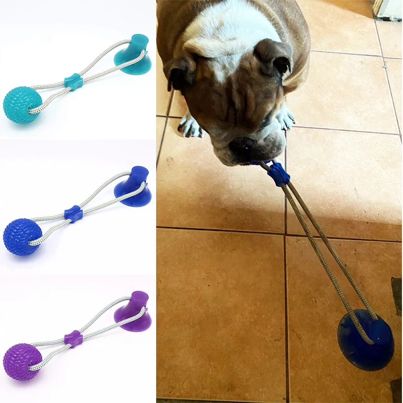 Dog Interactive Suction Cup Push TPR Ball Toys Pet Molar Bite Toy Elastic Ropes Dog Tooth Cleaning Chewing Pet Puppy Dog Toys