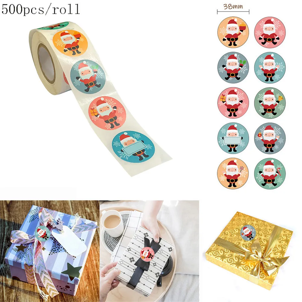 

500pcs/roll Label Stickers Christmas Gift Decoration Sticker For Package Stationery Stickers Festival Decorations Seal Labels