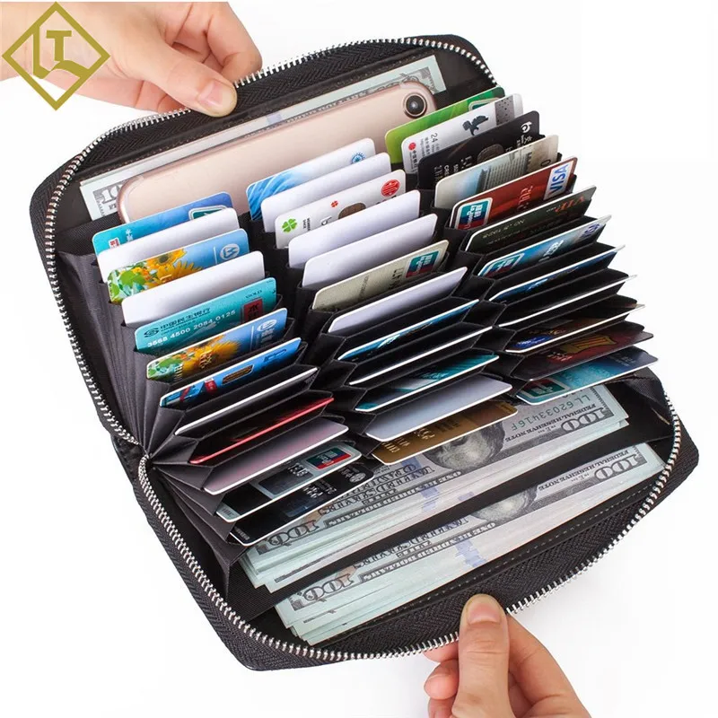 

Customizable Ultra Large Capacity Zip Card Package Card Bit More Multi-functional Wallet RFID Card Holder Gift Bag