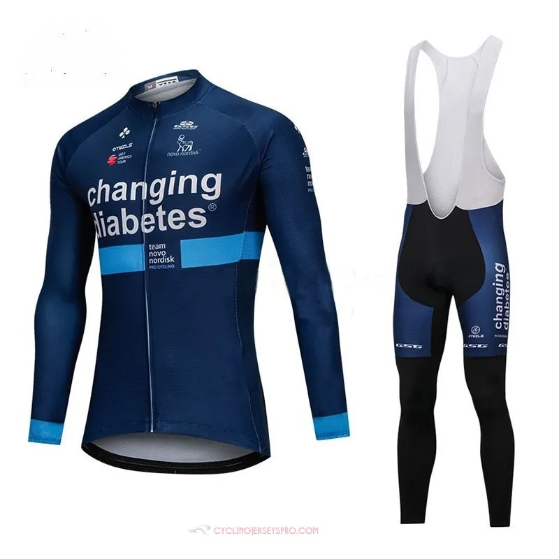 

team novo nordisk Cycling Suits Winter Thermal Fleeve Keep Warm Long Sleeve Bike Jacket Cycling Set Bicycle Jersey 9D Bib Pant