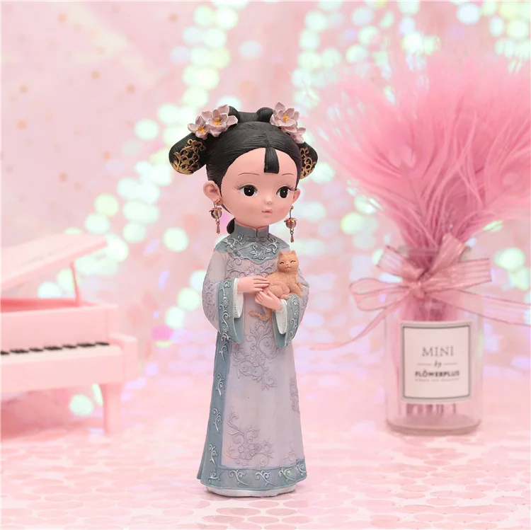 Китайский стиль гуманоид кукла корт девушка украшения Ретро Декор творческие подарки для девочек на день рождения декоративная кукла детские игрушки - Цвет: B