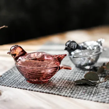 

Glass Bird Shape Jewelry Storage Jar Mini Candy Box Organizer Home Decor Container Nordic Creative Transparent Storage Tank