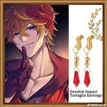 Genshin-Impact Earrings for Women Fashion Jewelry Tartaglia Cosplay Genshin Earring Accessories