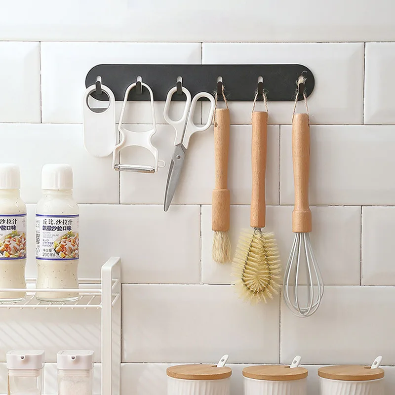 

Refrigerator Storage Hook Wall Shelves Kitchen Organizer Storage 6 Hooks Glove Kitchenware Storage Rack Bathroom Accessories