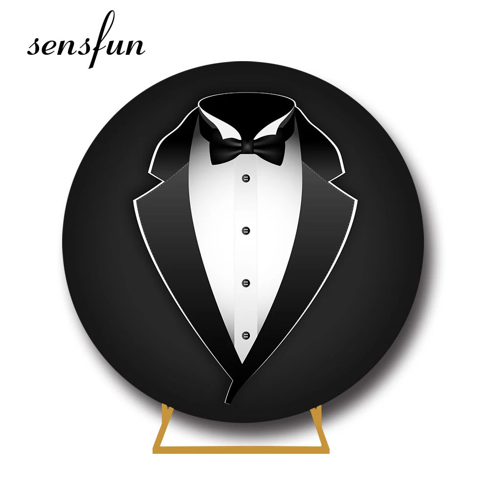 Sensfun черный мужской костюм круглый фон Обложка джентльмен Свадьба День Рождения Вечеринка круглый фон для фотографии на заказ