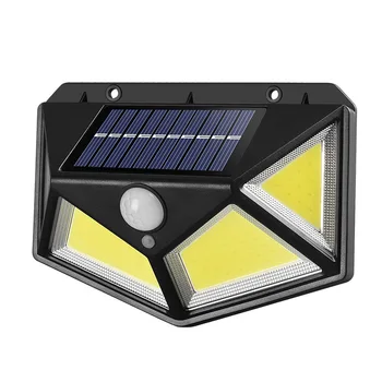 

100LED Solar Wall Lamp Courtyard Four-side Luminous Solar Lamp Human Body Induction Waterproof Staircase Lamp Solar Garden Lamp