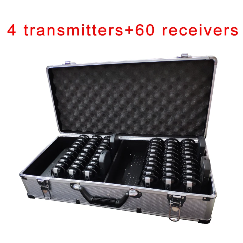 

Wireless Tour Guide System ( 4 Transmitters + 60 Earhook Receivers ) / Two Way 2.4 G Audio Guide System For Travel Agency