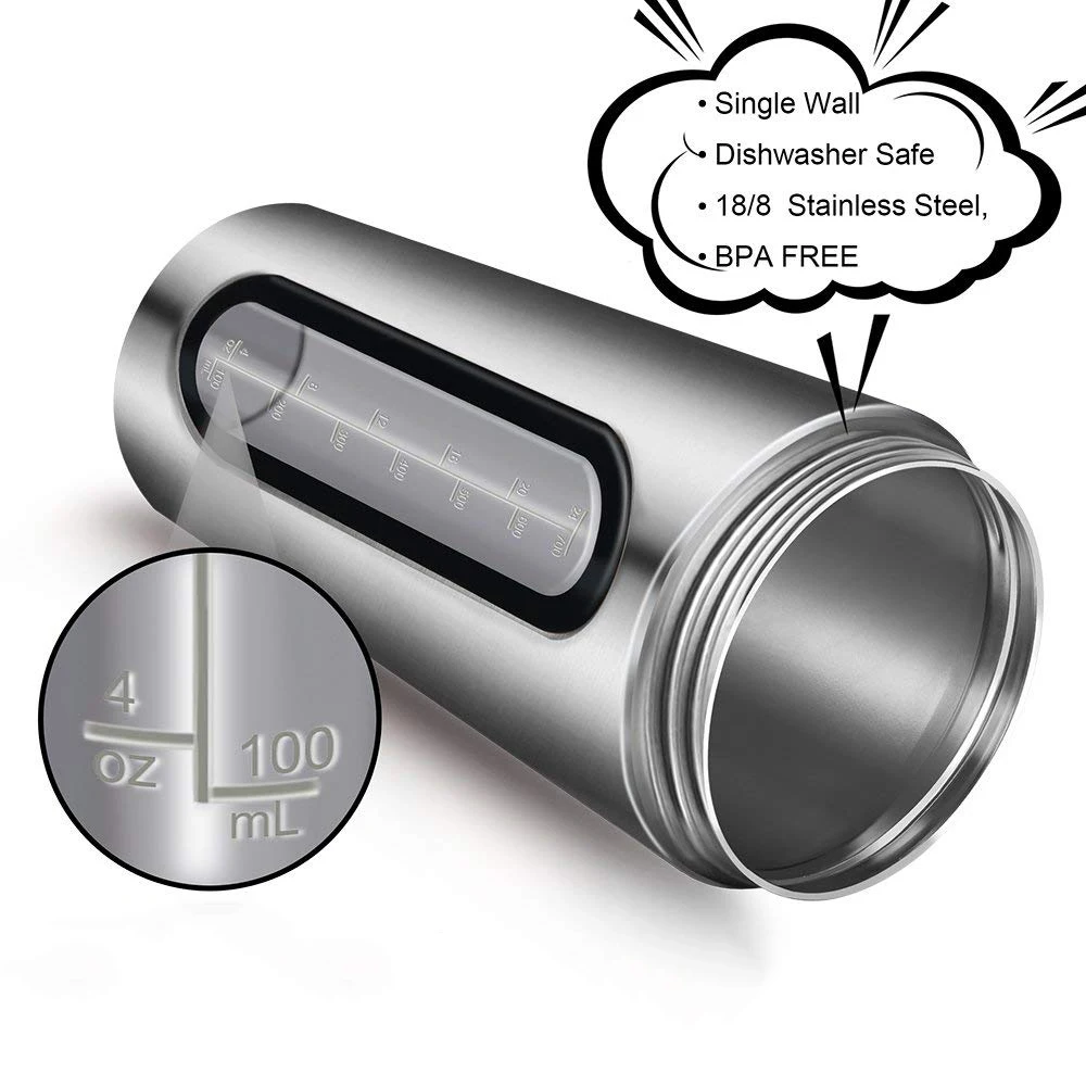 Stainless Steel Protein Shaker Bottle, Stainless Steel Sports Water Bottle Shaker Cup, Leak Proof 700Ml/28Oz