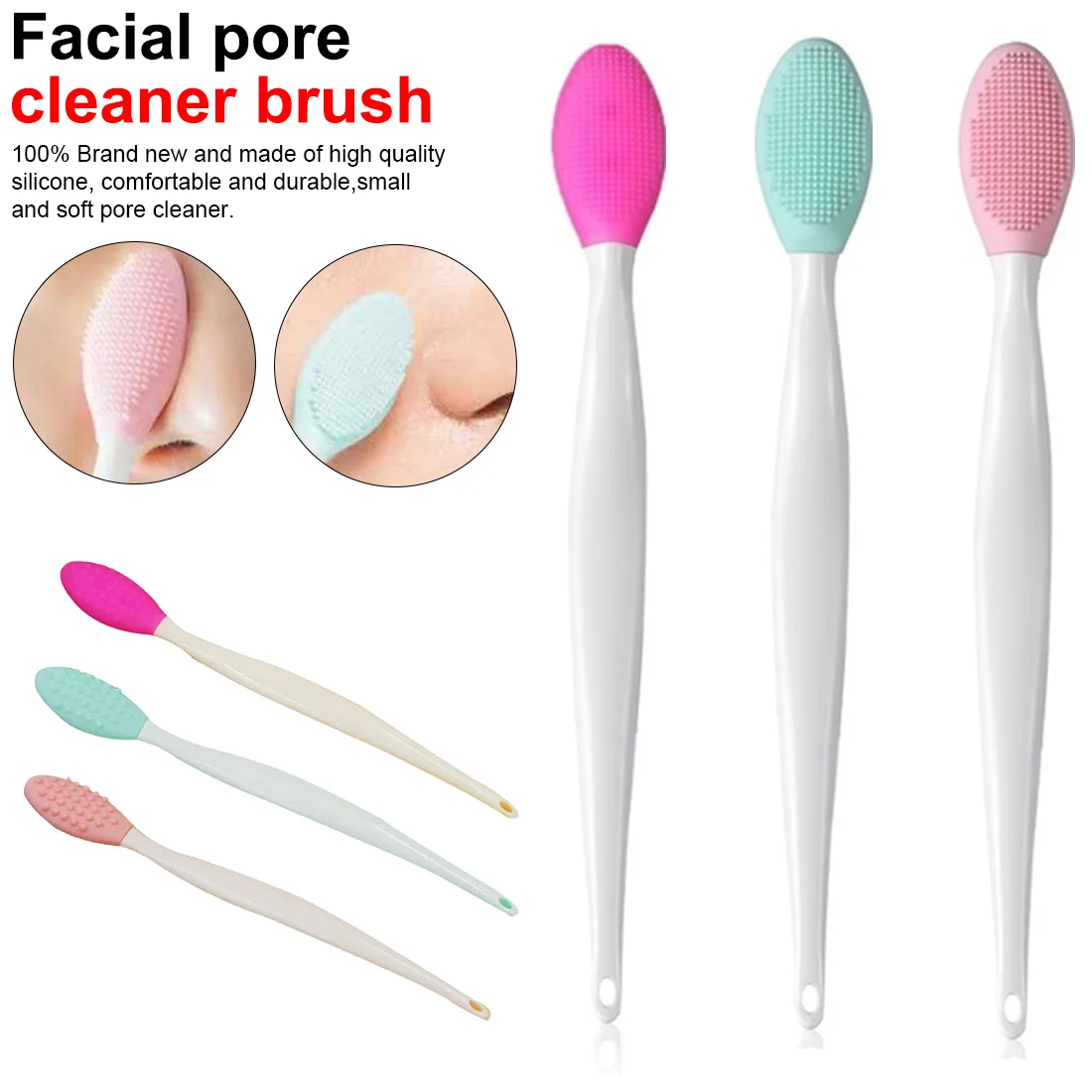 

1pcs Blackhead Removal Tool Facial Cleaner Brush Silicone Backhead Acne Nose Pore Cleaner Brush Facial Cleanser Remover Tool