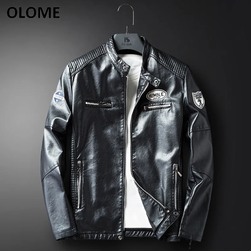 

2019 spring and autumn men's leather u jacket men's pu leather jacket men's casual fashion handsome locomotive men must