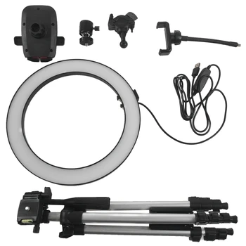 

Tripod Phone Holder Clip With Led Ring Light Camera Photography Annular Lamp Studio Ringlight For Youtube Makeup Phone Selfie
