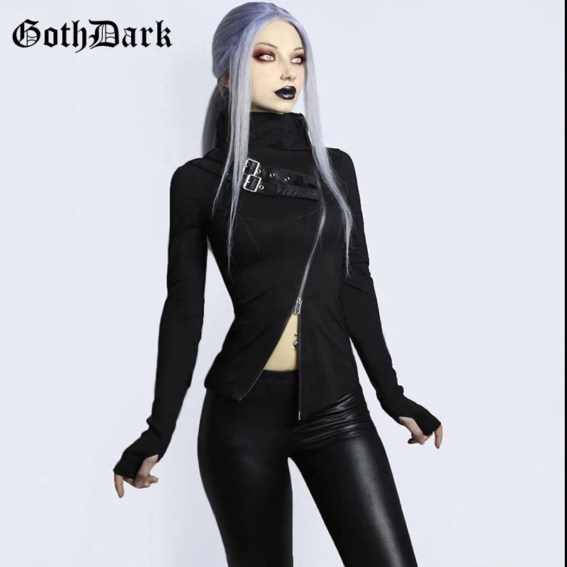 Женская футболка с длинным рукавом Goth Dark готическая Черная водолазка в стиле
