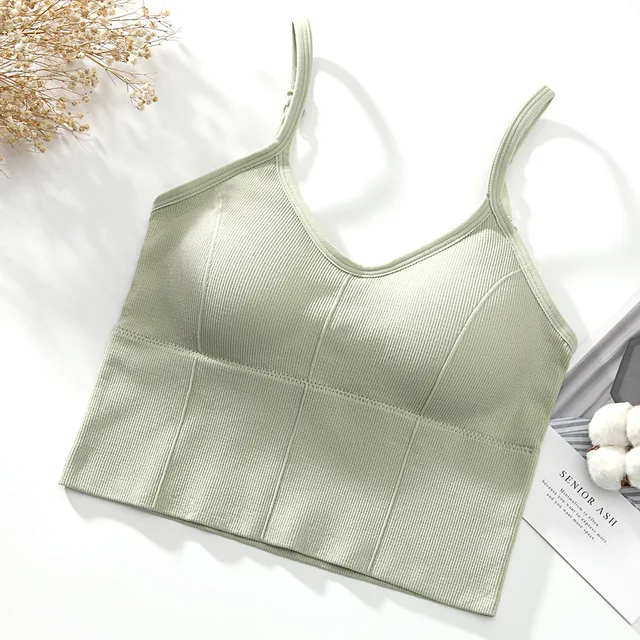 U-shaped Back Bra Tube Top Women Crop Top Daisy Pattern Sexy Lingerie Bra Sports Fashion Street Top light green