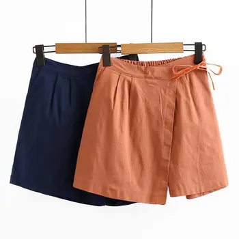 

2020 New Fashion Brand Oversized Plus Size Shorts Elastic Waist Cotton Linen Casual Loose Regular Mid Cotton