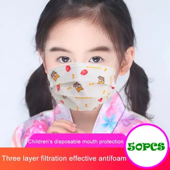 

50PCS Disposable maschere Dustproof Face Mask Industrial Children's Printed Cartoon Mouth Cover Disposable Masks In Stock