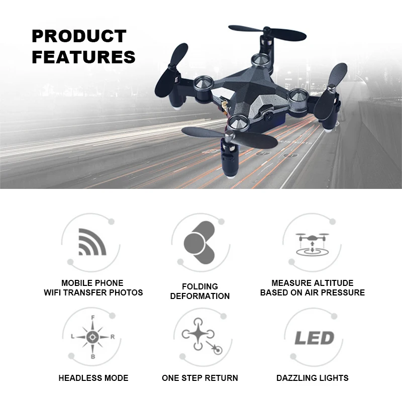 Мини-камера Led Drone Wifi складной пульт дистанционного управления Дрон воздушная машина гравитационная индукция фотография четырехосные игрушечные самолеты