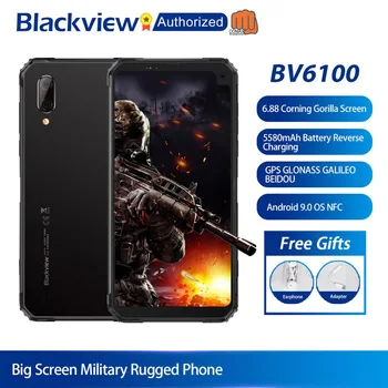 Перейти на Алиэкспресс и купить Blackview BV6100 Android 9,0 мобильный телефон 6,8 дюймсмартфон с большим экраном IP68 Водонепроницаемый MT6761 Восьмиядерный 3 ГБ + 16 Гб аккумулятор 5580 мАч