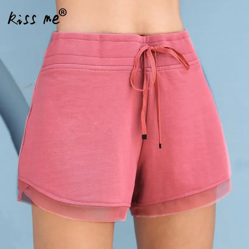 Однотонные быстросохнущие спортивные беговые шорты женские для йоги, фитнеса, тренировок шорты для тренировок женская спортивная одежда Повседневный свободный спортивный костюм