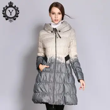 

M-3XL Polka dot long Winter Coat Women big size jacket coat casual A-line zipper with pocket elegant Plus Size Coat femme