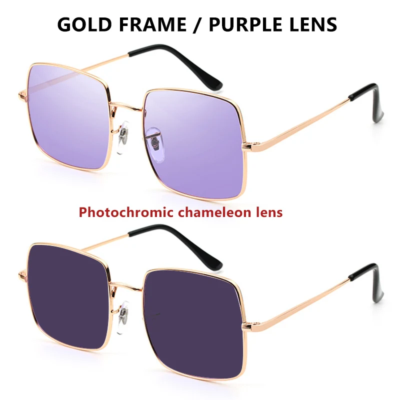 Модные фиолетовые синие фотохромные солнцезащитные очки для женщин UV400 женские солнцезащитные очки для вождения - Цвет линз: Gold-purple