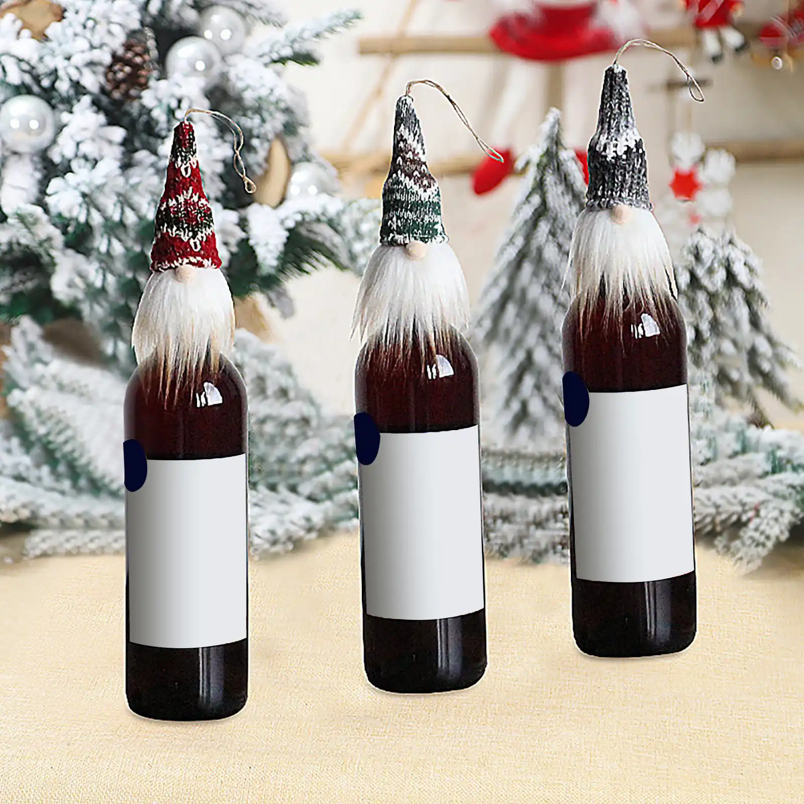 Yardwe suéter de Navidad Juego de 2 fundas para botellas de vino para decoración de Navidad decoración de fiesta