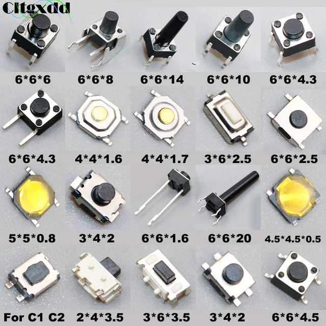 Cltgxdd 20 modelos Micro interruptor pulsador, interruptores tácticos,  reinicio Mini interruptor de hoja SMD DIP 2*4 / 3*4 / 3*6 / 4*4 / 6*6/5*5,  Kit de bricolaje - AliExpress