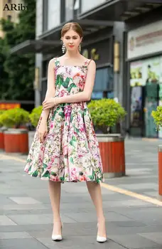 

Ariby 2020 European Women's Dress Summer New Print Jacquard Dress Floral Print Vacation Party Elegant Vestidos