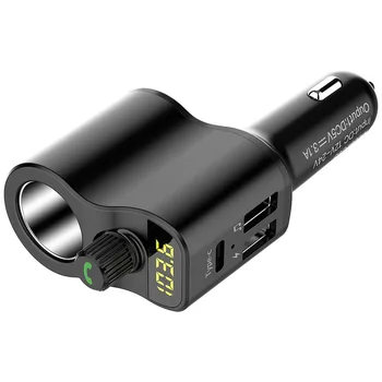 

Bluetooth 5.0 Car FM Transmitter Receiver MP3 Player 3 USB Ports Car Fast Charging Charger Adapter Auto Cigarette Lighter Socket