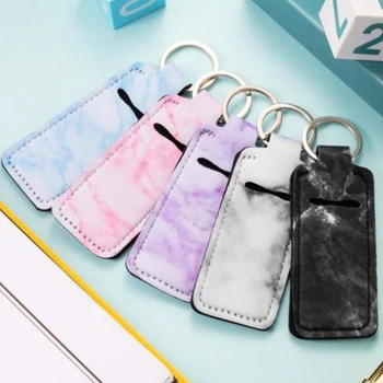 

Creative New 5pcs Lipstick Balm Holder Keychains Cute Design Neoprene Lip Balm Keychain Case Storage Organizer