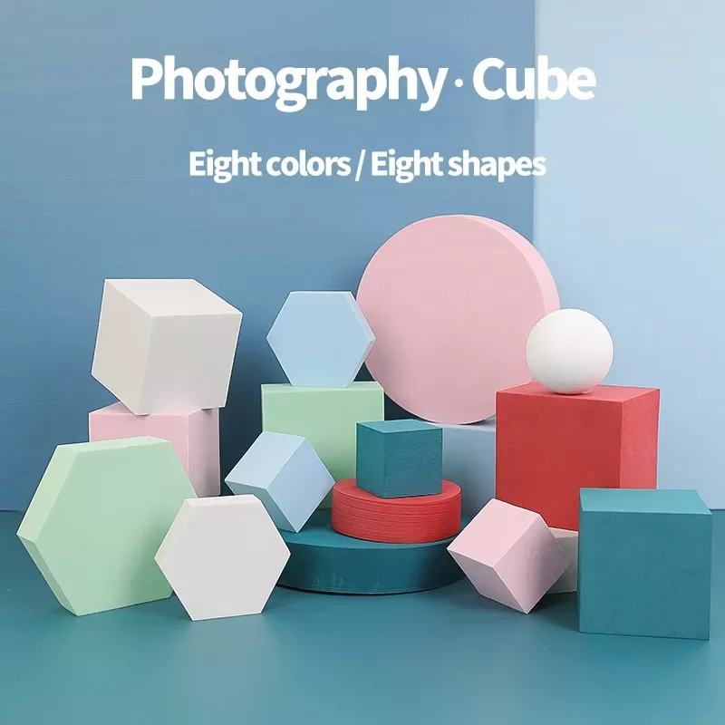 Estúdio de Fotografia Novo Fundo Adereços Espuma Cubos Geométricos Foto Cosméticos Ainda Vida Acessórios - Image 6
