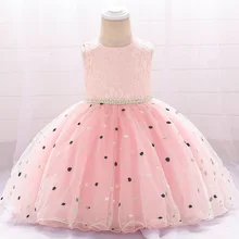 Новинка года, стильное детское платье для первого месяца, подарок на день рождения нарядное Пышное Платье принцессы в горошек для малышей