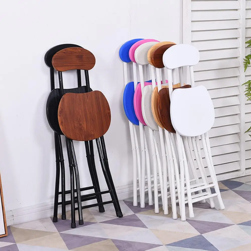 

Folding Stool Portable Ergonomic Metal + Density Board Round Chair for Home Adults