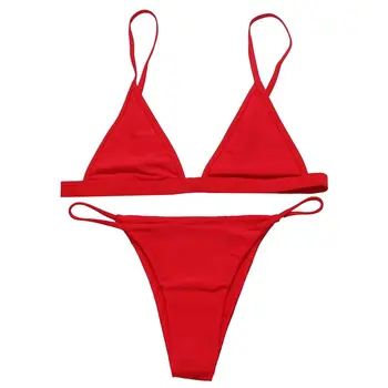 

2017 European American Fashion Sexy Women Bikini Sets Solid Color Summer Beach Push Up Bra Swimsuits Bathing Suits