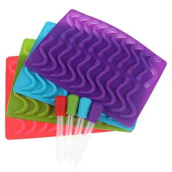 

20Cavity Silicone Gummy Snake Worms Bear Mold Candy Jelly Molds Ice Tube Tray