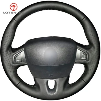 

LQTENLEO Black Genuine Leather DIY Car Steering Wheel Cover For Renault Fluence ZE 2009-2016 Megane 2009-2015 Scenic 2010-2015