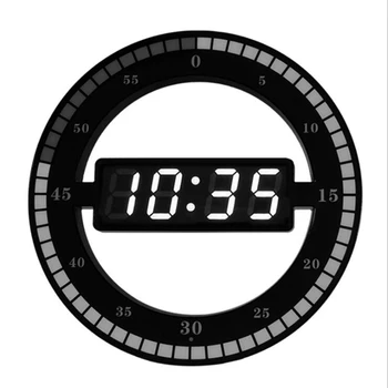 

3D LED Digital Wall Clock Electronic Night Glow Round Wall Clocks Automatically Adjust Brightness Desktop Clock EU Plug