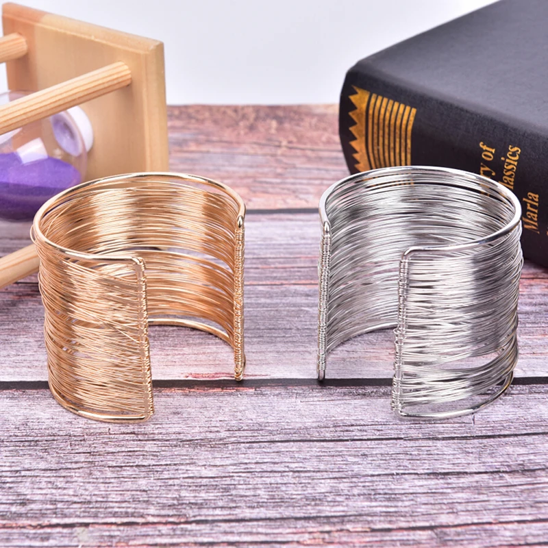 Fashion Wide Open Cuff Bracelets Amp Bangles For Men Women Gold Silver Color Alloy Big Male Female Bangle Bracelet