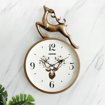 

Luxury Design Nordic Wall Clock Living Room Deer Silent Creative Clock Modern Simple Bedroom Novelty Wall Watch Clock Decor W6
