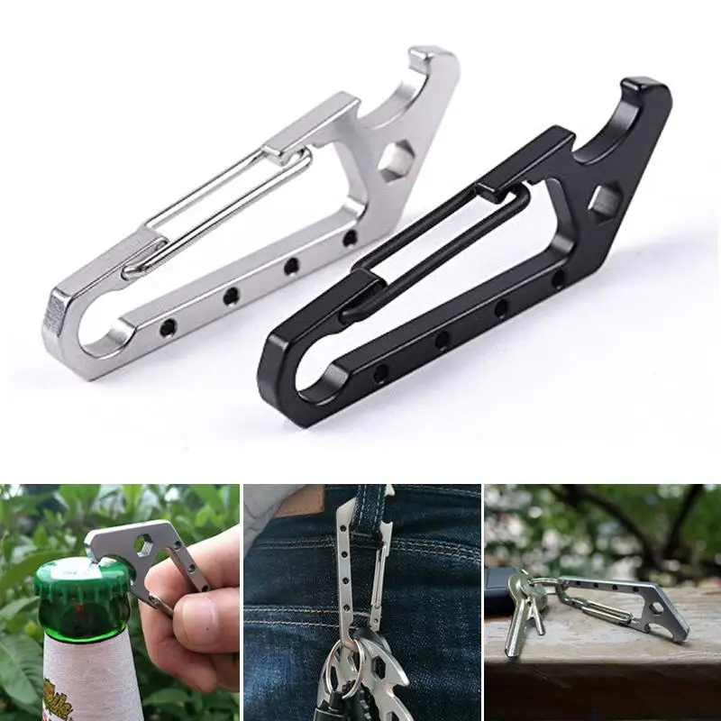 

Carabiner Tactical Pocket Buckle Keychain Bottle Opener Outdoor Survival Tools