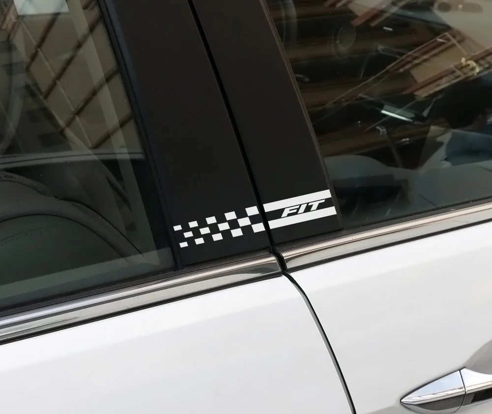 2PCS Reflective Car Column Cover Trim Vinyl Stickers For Honda Fit Auto B Pillars Decorative Car Stickers And Decals Accessories (3)