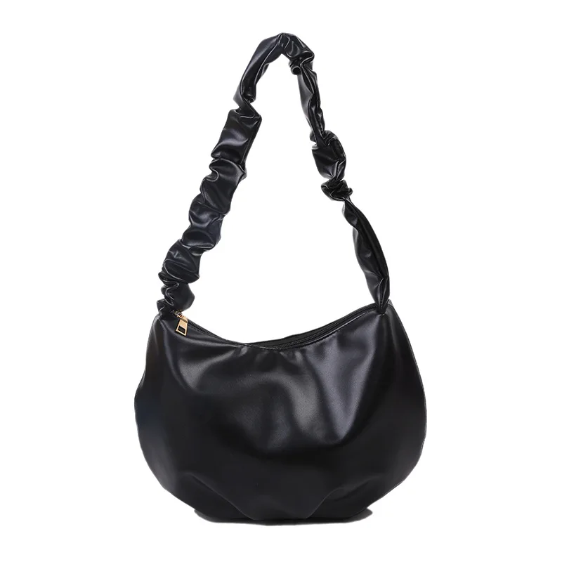

High-quality soft portable niche dumpling bag female 2020 new fairy all-match underarm bag fold solid color single shoulder bag