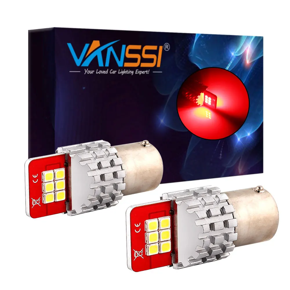 VANSSI 2x1157 2057 2357 7528 BAY15D светодиодный лампы блестящий красный супер яркий 1200 люмен