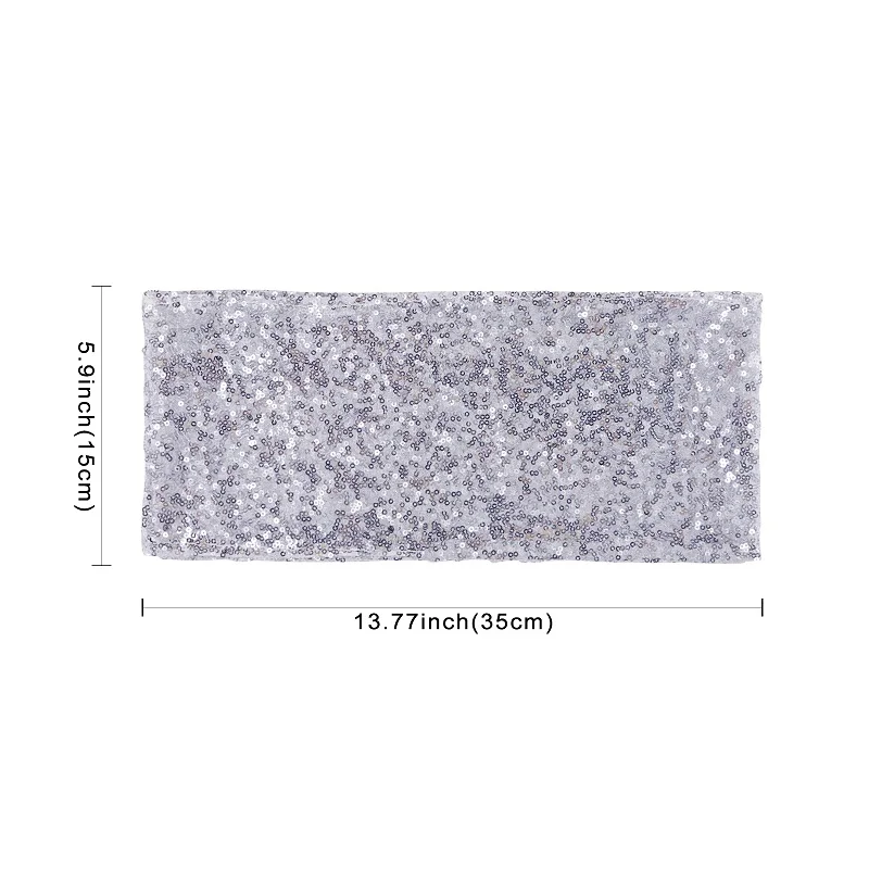 34x15 см роскошный бронзированный Блестящий стул с блестками, пояс для стула, бант, ремешок, воротник для свадьбы, отеля, события, чехол для стула для вечеринки, Декор - Цвет: Sequin Silver